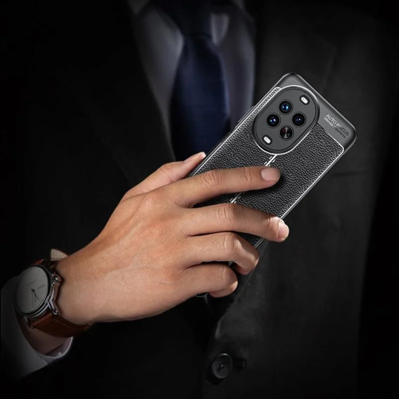 Für Huawei nova 14 Pro 5G Hülle Litschi-Textur TPU Flexibles Handyhülle, Schwarz