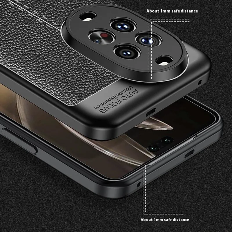 Für Huawei nova 14 Pro 5G Hülle Litschi-Textur TPU Flexibles Handyhülle, Schwarz