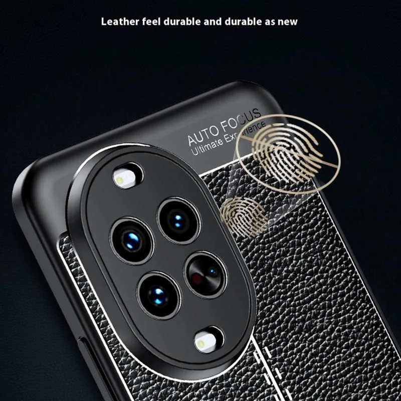 Für Huawei nova 14 Pro 5G Hülle Litschi-Textur TPU Flexibles Handyhülle, Schwarz