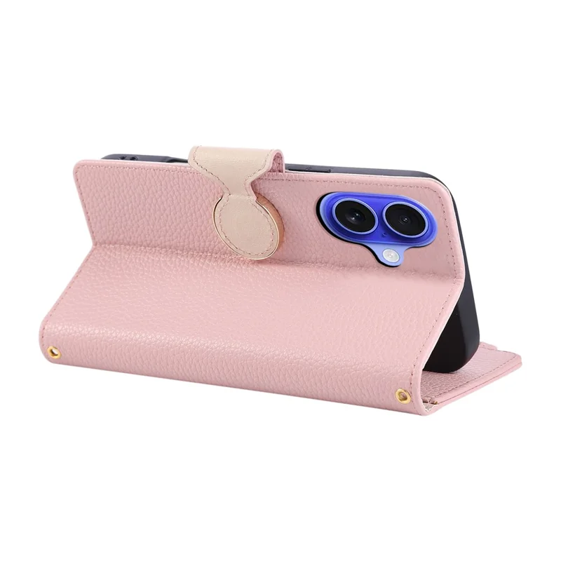 Étui iPhone 17 Portefeuille à Fermeture Éclair en Cuir avec Bracelet - Rose