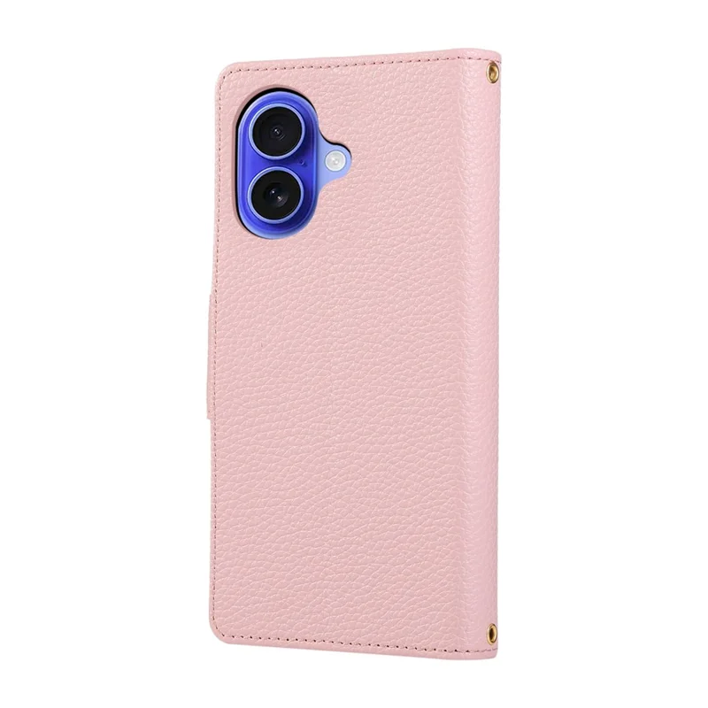 Étui iPhone 17 Portefeuille à Fermeture Éclair en Cuir avec Bracelet - Rose