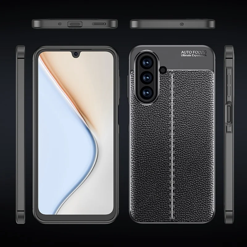 Pour Samsung Galaxy A17 5G Étui Texture Litchi TPU Flexible Housse de Téléphone, Noir