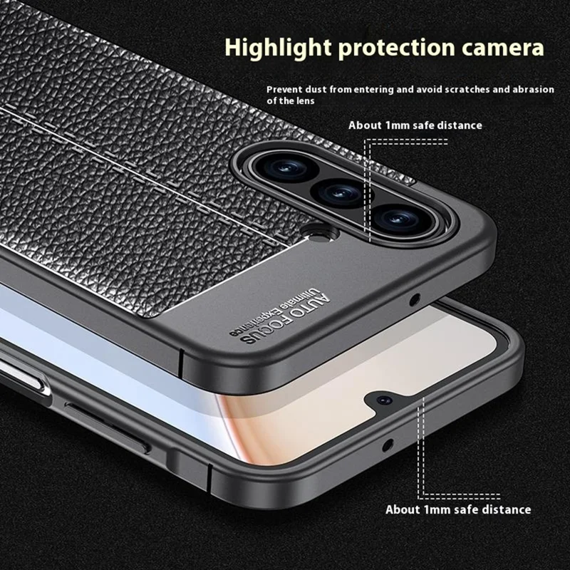 Pour Samsung Galaxy A17 5G Étui Texture Litchi TPU Flexible Housse de Téléphone, Noir