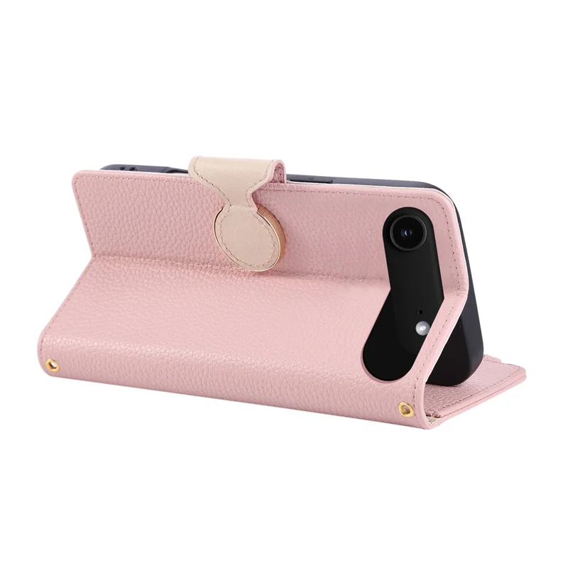 Étui à fermeture éclair en cuir avec porte-cartes pour iPhone 17 et dragonne - Rose