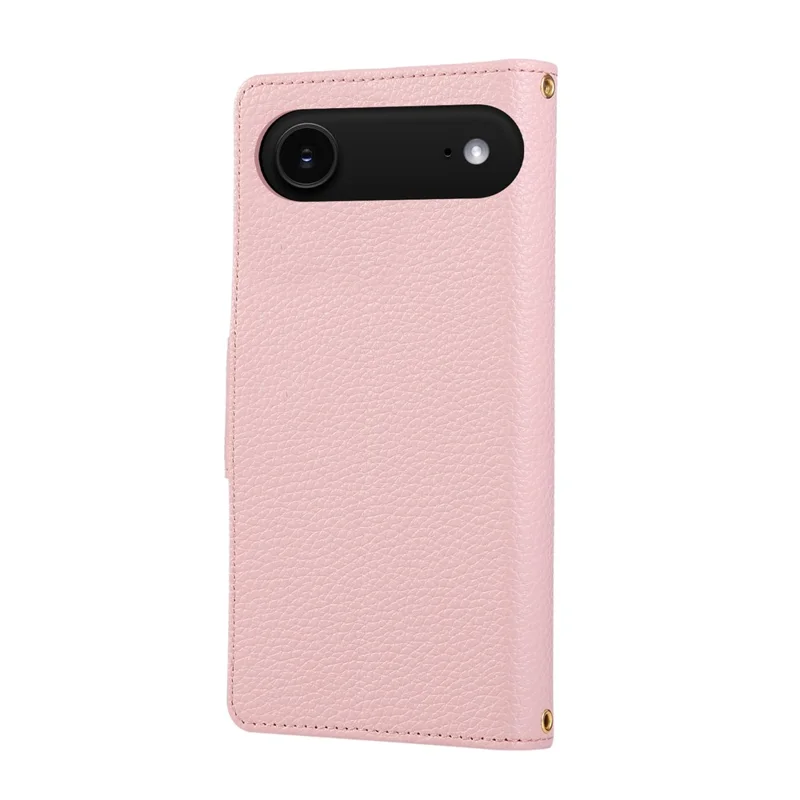Étui à fermeture éclair en cuir avec porte-cartes pour iPhone 17 et dragonne - Rose
