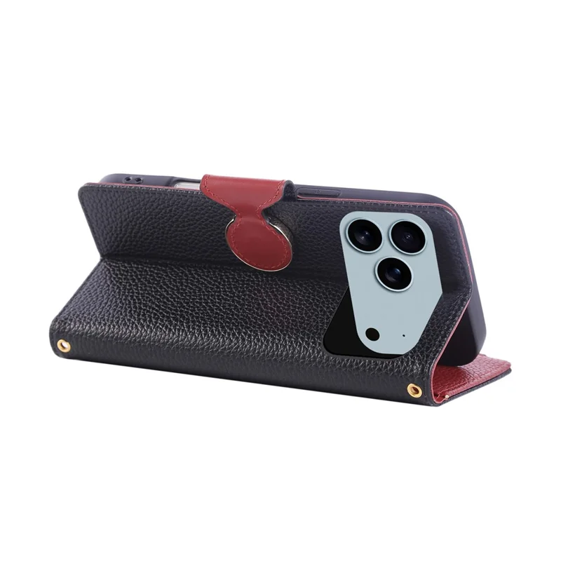 Til iPhone 17 Pro Case med lynlåsewallet læderet telefonbeskyttelse med håndledsrem - Sort