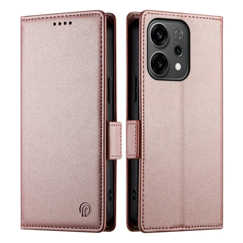 For Oppo Reno14 5G (Global) Stand Case PU Leather Wallet Phone Cover - Rose Gold