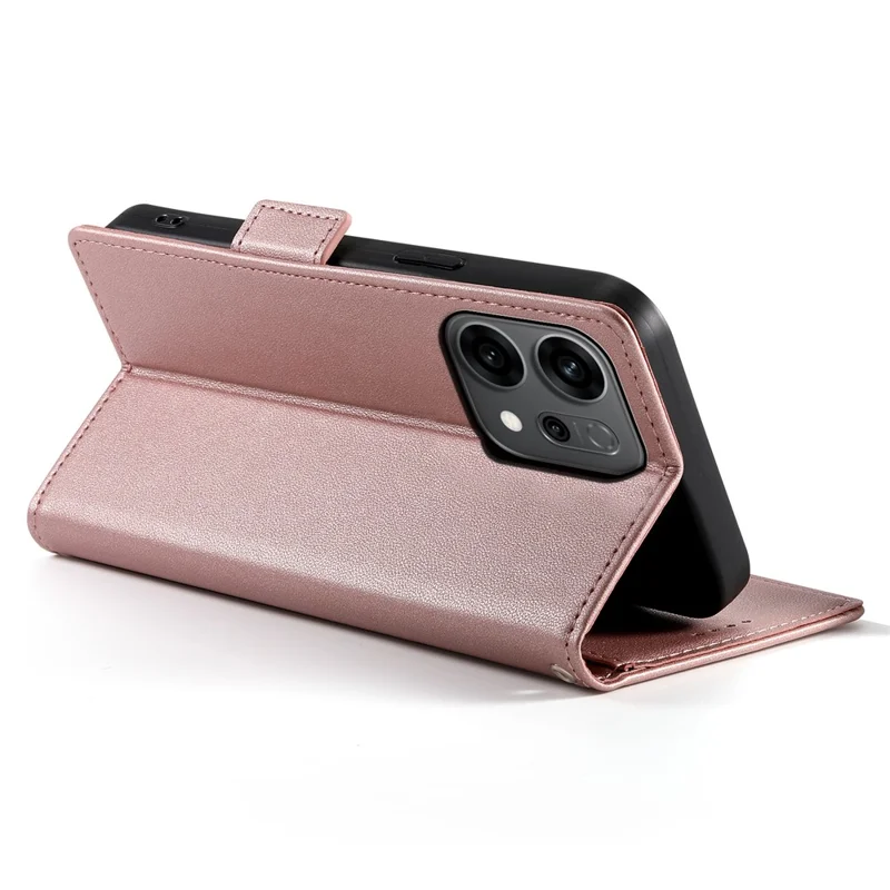 For Oppo Reno14 5G (Global) Stand Case PU Leather Wallet Phone Cover - Rose Gold