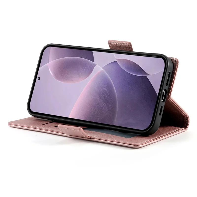 Cover a portafoglio in pelle PU con supporto per Oppo Reno14 Pro 5G (Globale) - Oro Rosa