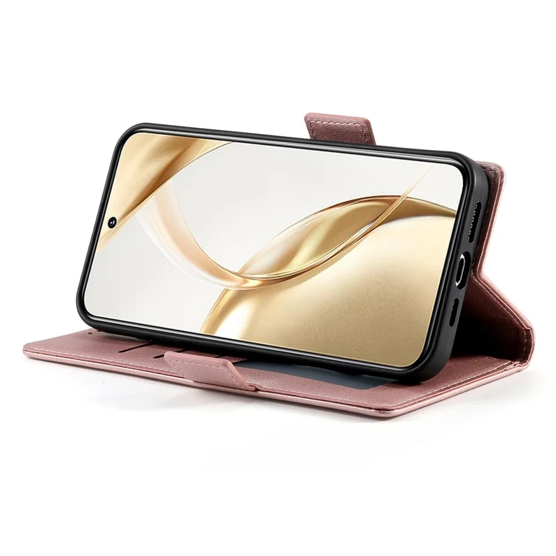 Capa de suporte para Huawei nova 14 Ultra 5G em couro sintético - Dourado Rosa