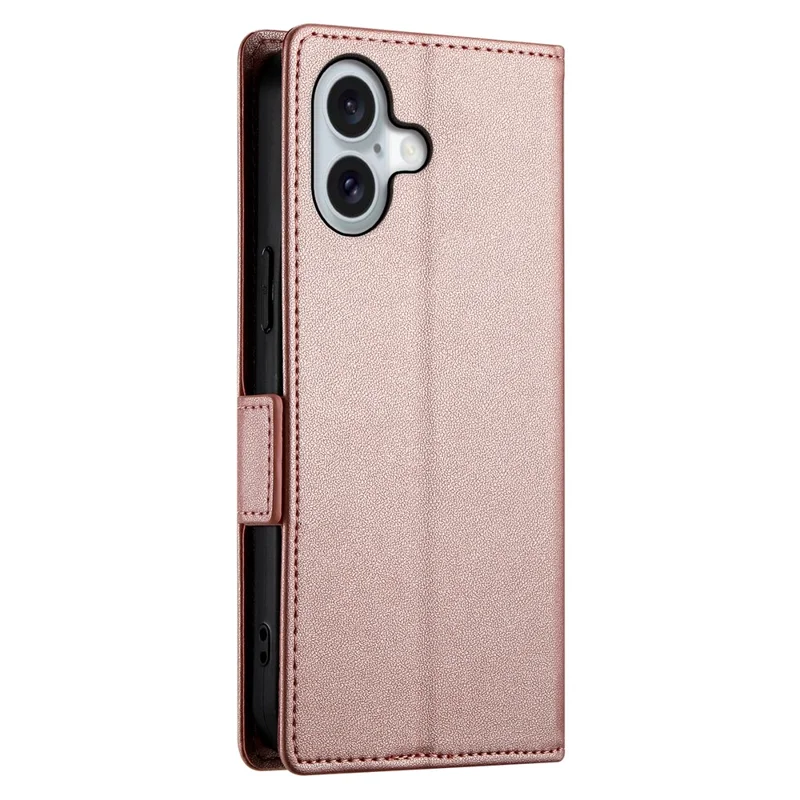 For iPhone 17 Stand Case PU Leather Wallet Phone Cover - Rose Gold