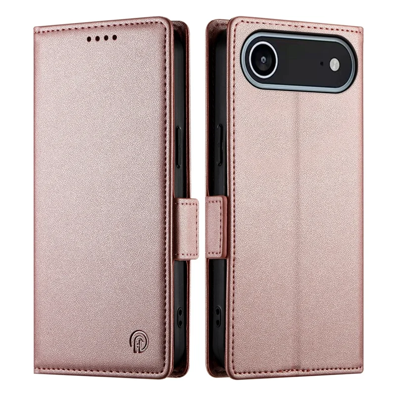 For iPhone 17 Air Stand Case PU Leather Wallet Phone Cover - Rose Gold