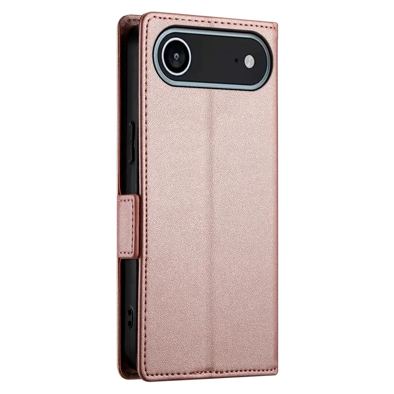For iPhone 17 Air Stand Case PU Leather Wallet Phone Cover - Rose Gold