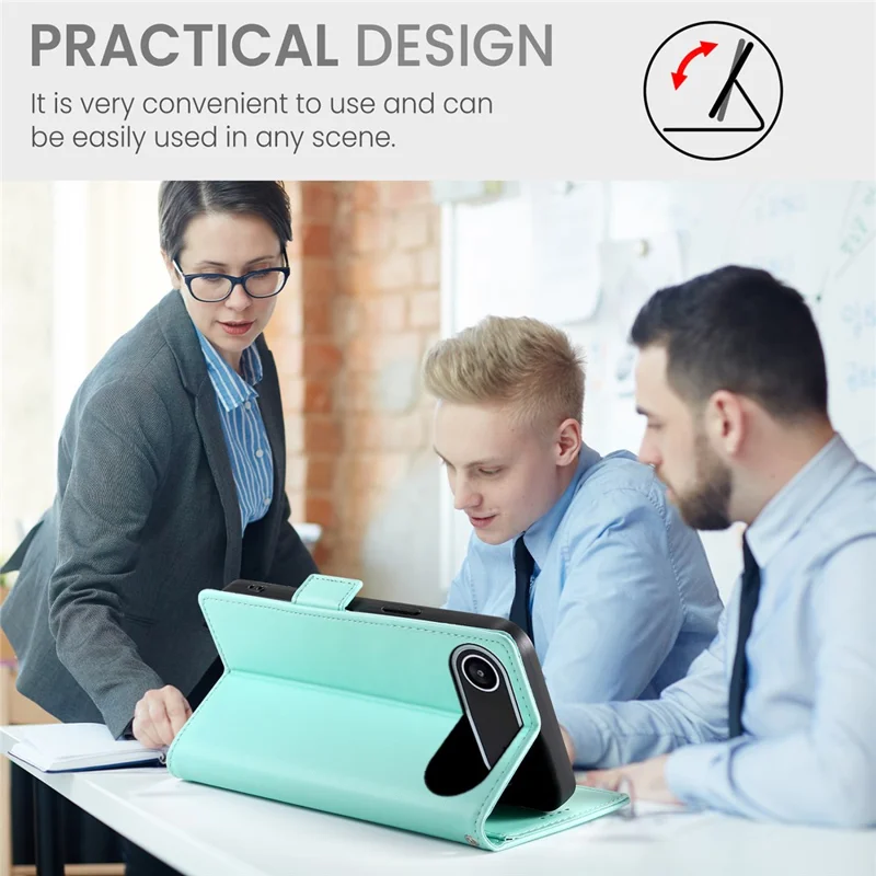 For iPhone Air Stand Case PU Leather Wallet Phone Cover - Mint Green