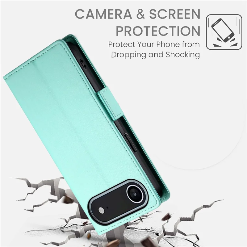 For iPhone Air Stand Case PU Leather Wallet Phone Cover - Mint Green