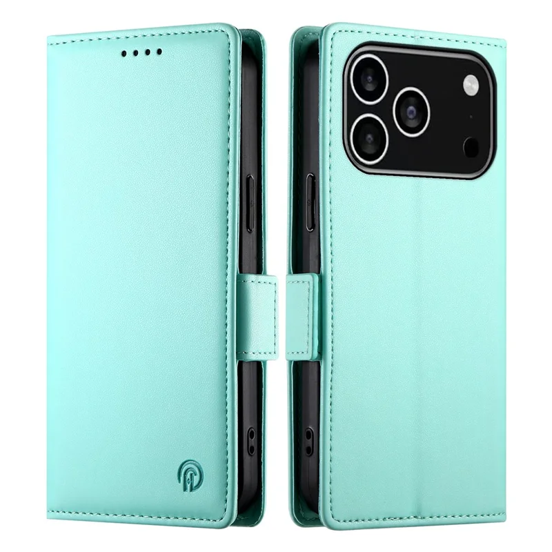 For iPhone 17 Pro Stand Case PU Leather Wallet Phone Cover - Mint Green