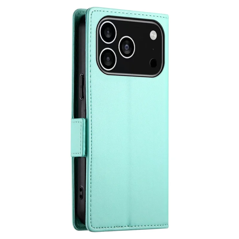 For iPhone 17 Pro Stand Case PU Leather Wallet Phone Cover - Mint Green