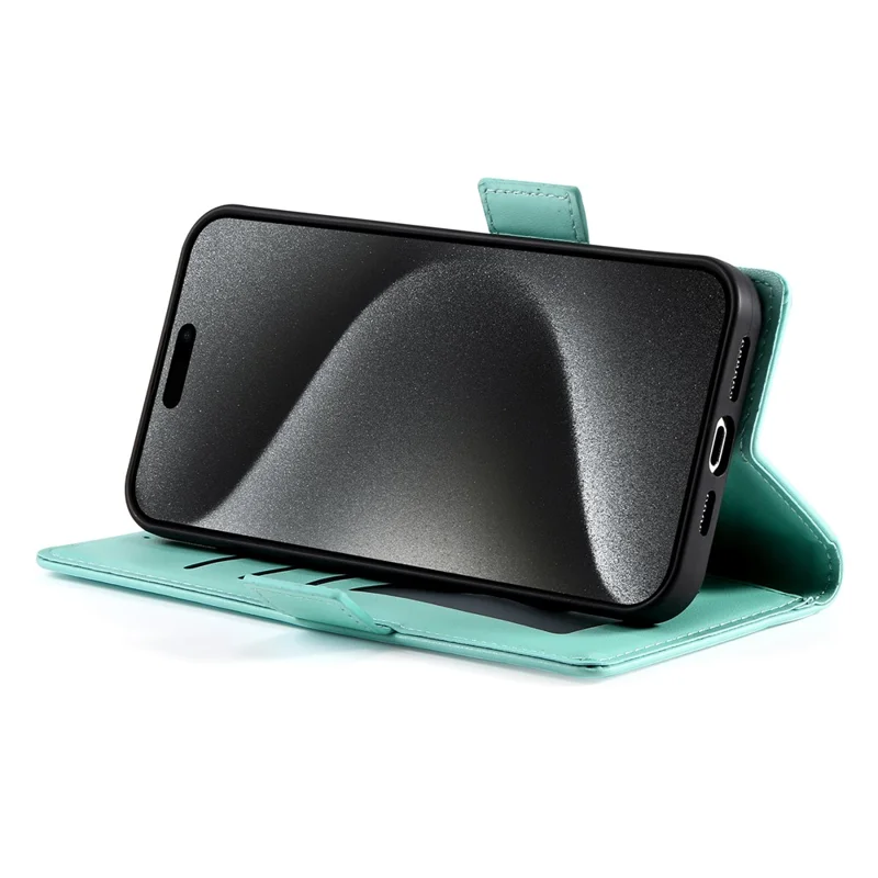 For iPhone 17 Pro Stand Case PU Leather Wallet Phone Cover - Mint Green