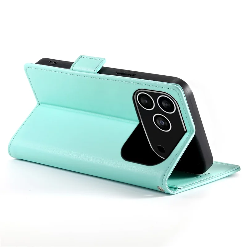 For iPhone 17 Pro Stand Case PU Leather Wallet Phone Cover - Mint Green