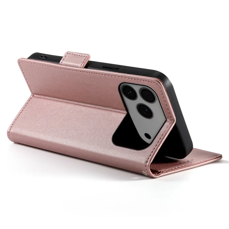 For iPhone 17 Pro Max Stand Case PU Leather Wallet Phone Cover - Rose Gold