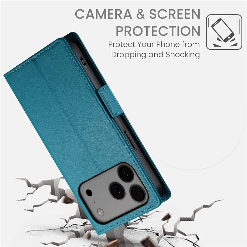 For iPhone 17 Pro Max Stand Case PU Leather Wallet Phone Cover - Blue