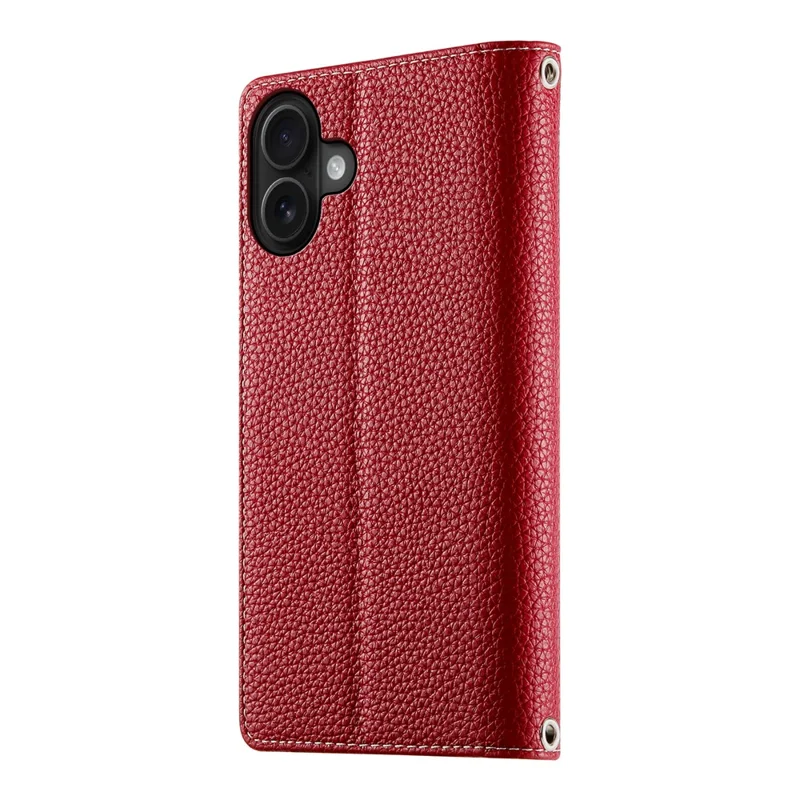 For iPhone 17 Case Zipper Wallet Color Splicing Leather Flip Phone Cover with Straps - Red