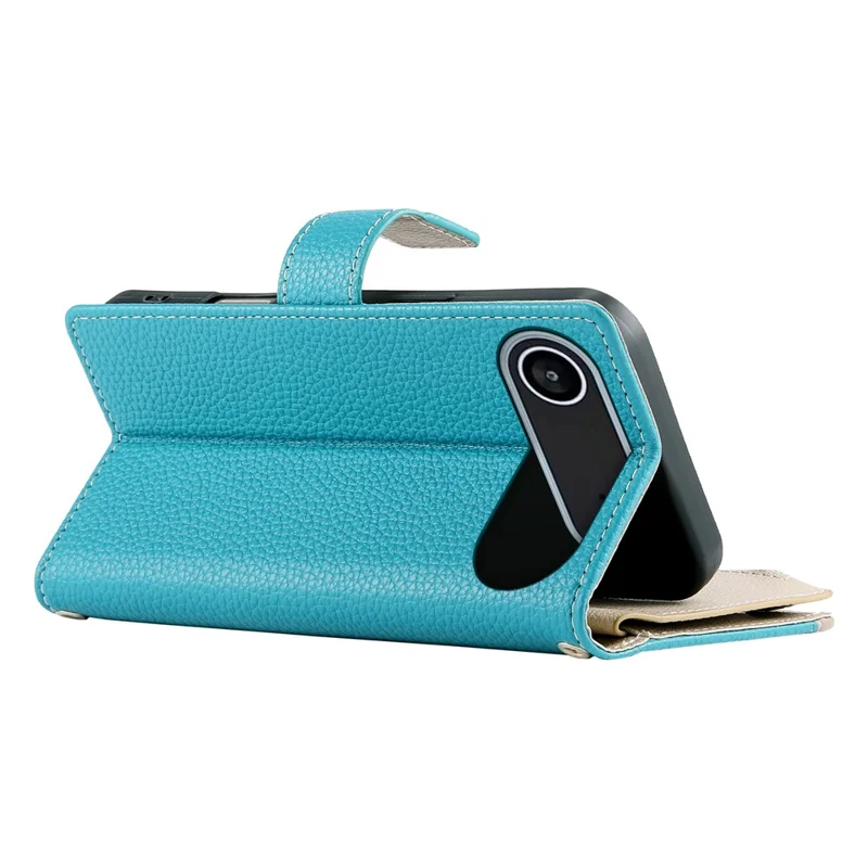 Custodia con Cerniera per iPhone 17 Air - Cover a Portafoglio con Inserti a Colori in Pelle con Laccetti - Blu Lago
