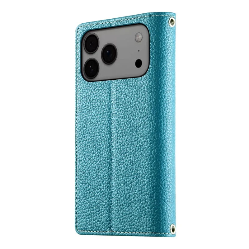Para iPhone 17 Pro Max Capa Carteira com Zíper Mistura de Cores Capa de Telefone de Couro com Alças - Azul Lago