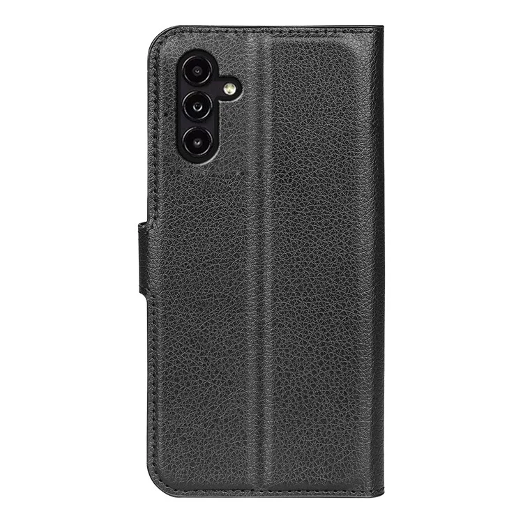 Phone Cover For Samsung Galaxy A14 5G / 4G , Wallet Stand Scratch-resistant Litchi Texture PU Leather Folio Flip Phone Case - Black