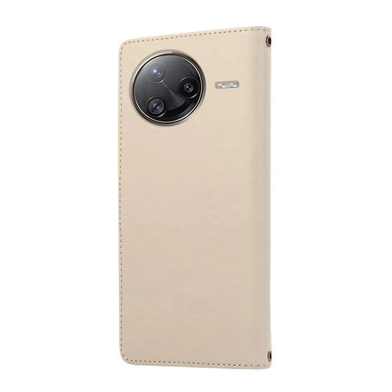 For Xiaomi Redmi K80 Pro 5G / Poco F7 Ultra 5G Case Multi Card Slots Zipper Leather Phone Cover with Wrist Strap - Beige