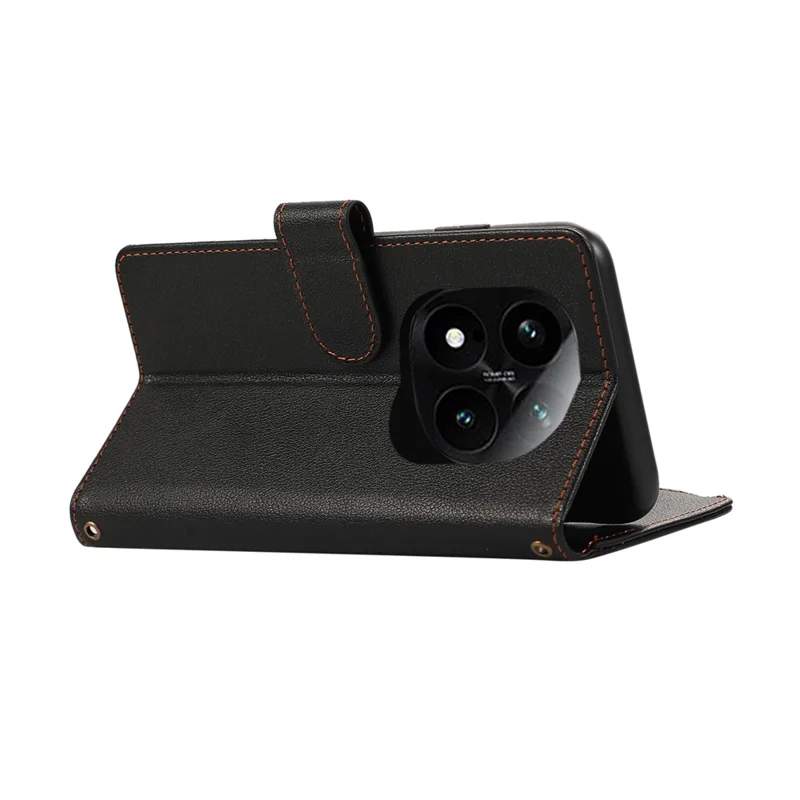Cover in Pelle con Multi Slot per Carte e Cinturino da Polso per Xiaomi Redmi Note 14 Pro 5G / Note 14 Pro+ 5G / Poco X7 5G - Nero