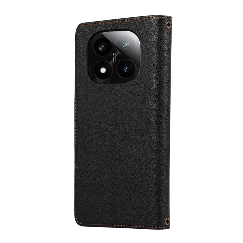 Cover in Pelle con Multi Slot per Carte e Cinturino da Polso per Xiaomi Redmi Note 14 Pro 5G / Note 14 Pro+ 5G / Poco X7 5G - Nero