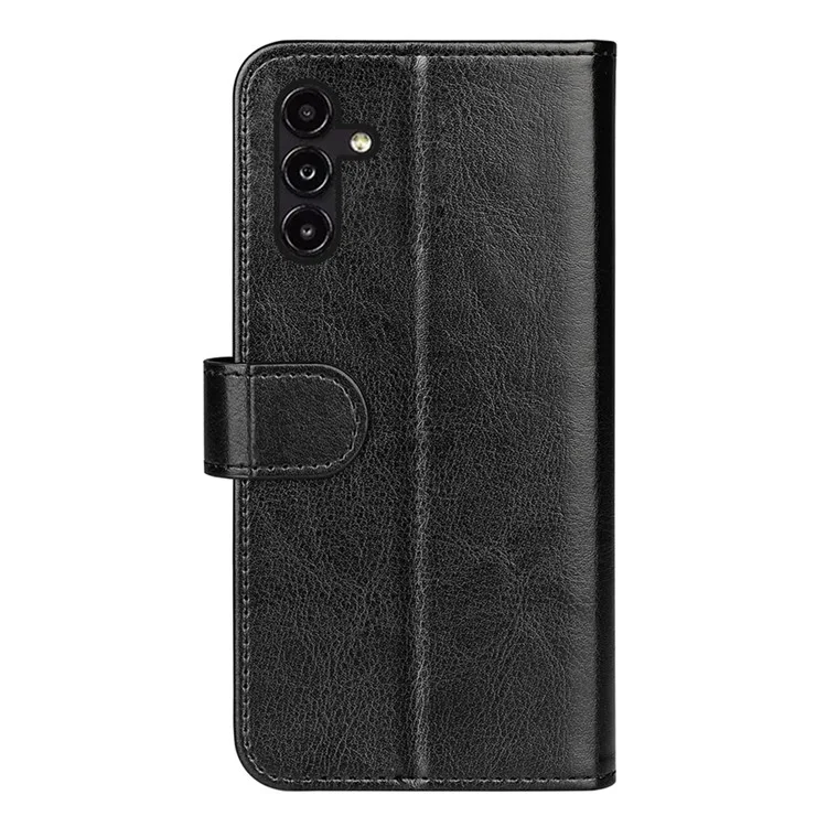 PU Leather Protective Phone Cover for Samsung Galaxy A14 5G / 4G , Anti-scratch Crazy Horse Texture Stand Flip Wallet Phone Case - Black