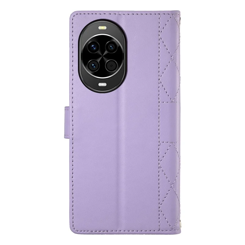 Für Huawei nova 14 5G Hülle Rauten-Steppdesign Geldbörsen-Ständer Lederhülle mit langem / kurzem Trageriemen - Lila