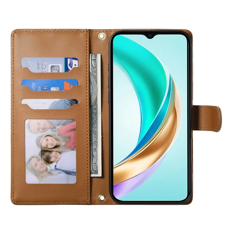 For Huawei nova 14 Ultra 5G Case Rhombus Stitching Wallet Stand Leather Phone Cover with Long  /  Short Strap - Brown