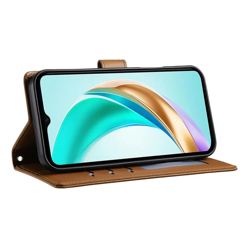 For Huawei nova 14 Ultra 5G Case Rhombus Stitching Wallet Stand Leather Phone Cover with Long  /  Short Strap - Brown