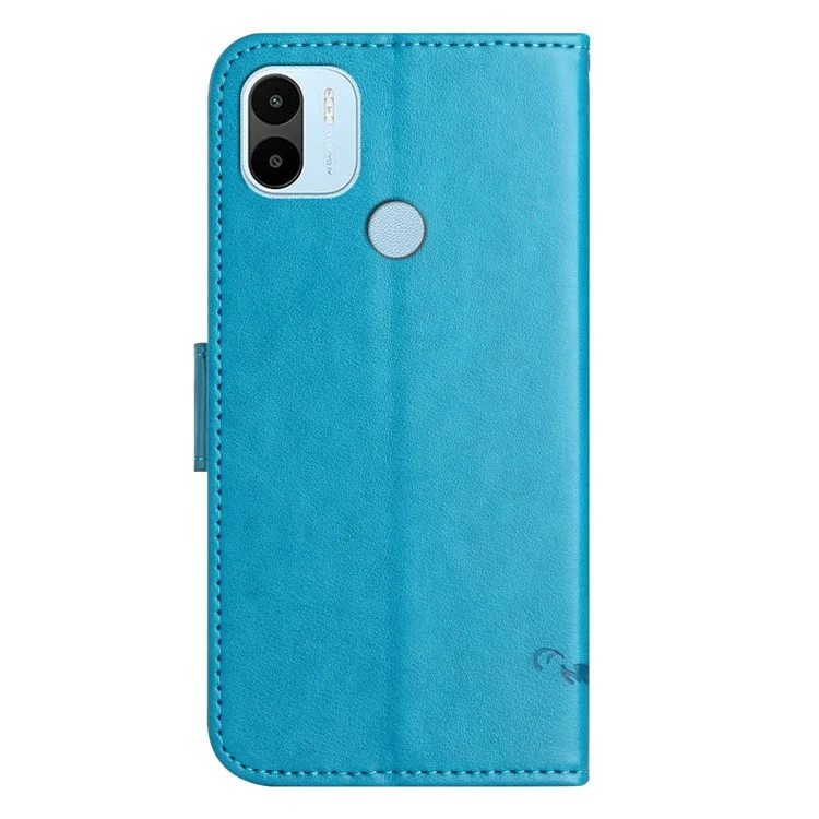 Para Xiaomi Redmi A1 4G Butterfly Flower Case de Teléfono Impreso PU Leather + TPU Anti-scratch Willet Cover Cover - Azul