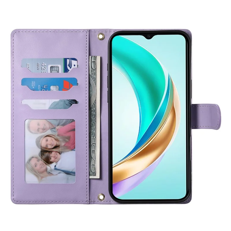 For Honor 400 Pro 5G (Global) Case Rhombus Stitching Wallet Stand Leather Phone Cover with Long  /  Short Strap - Purple