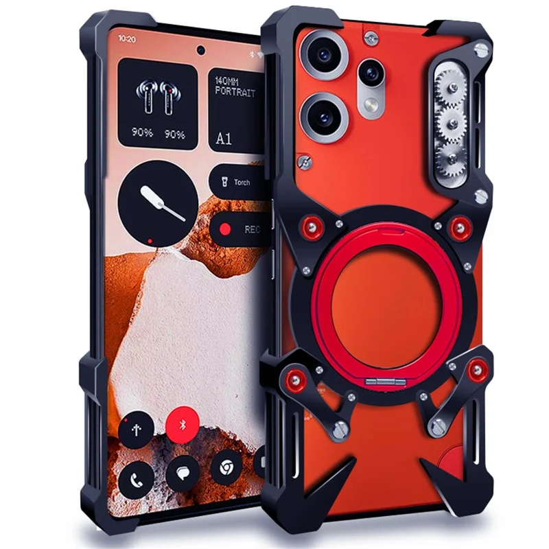 Чехол Nothing CMF Phone 2 Pro с алюминиевым бампером и подставкой, магнитный, с ремешком на запястье - Черный