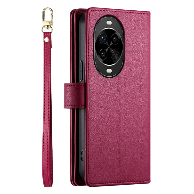 For Huawei nova 14 Pro 5G Case Zipper Pocket Wallet Leather Phone Cover with Straps - Red