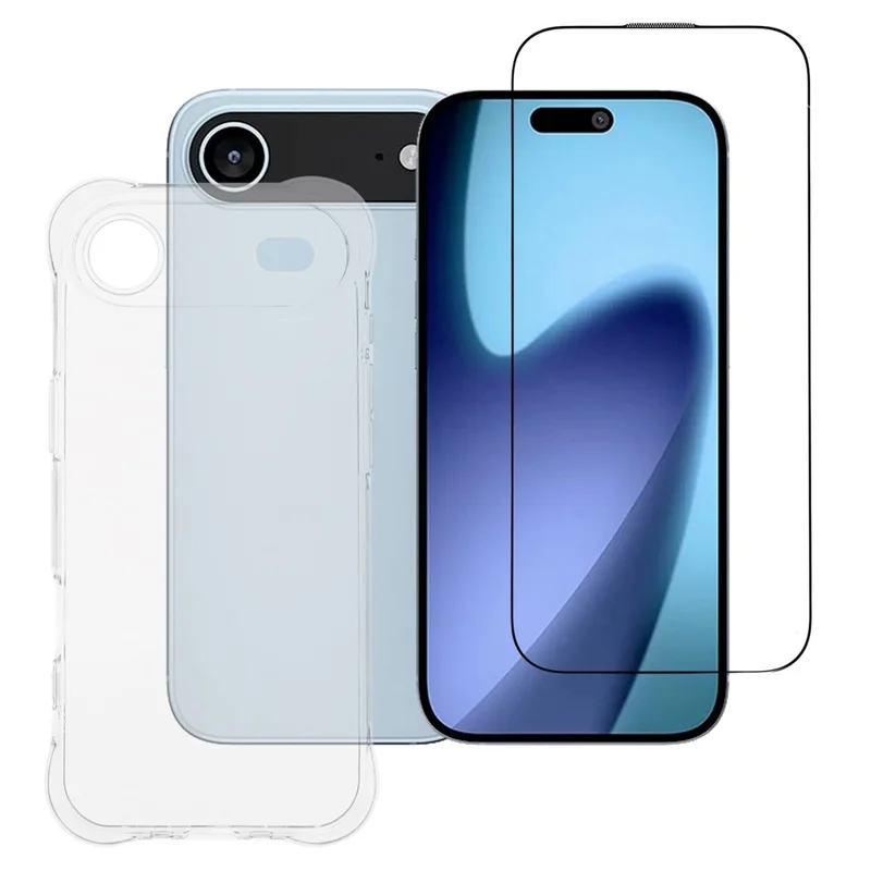 Capa de Ar para iPhone 17 Case 2.0mm TPU Transparente com Protetor de Tela de Vidro Temperado