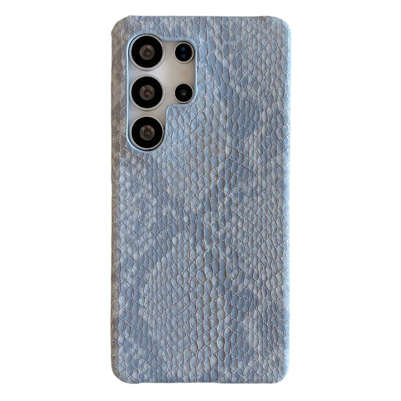 For Samsung Galaxy S24 Ultra Case Gold Thread Lacquered Snake Texture PU + PC Phone Back Cover - Blue