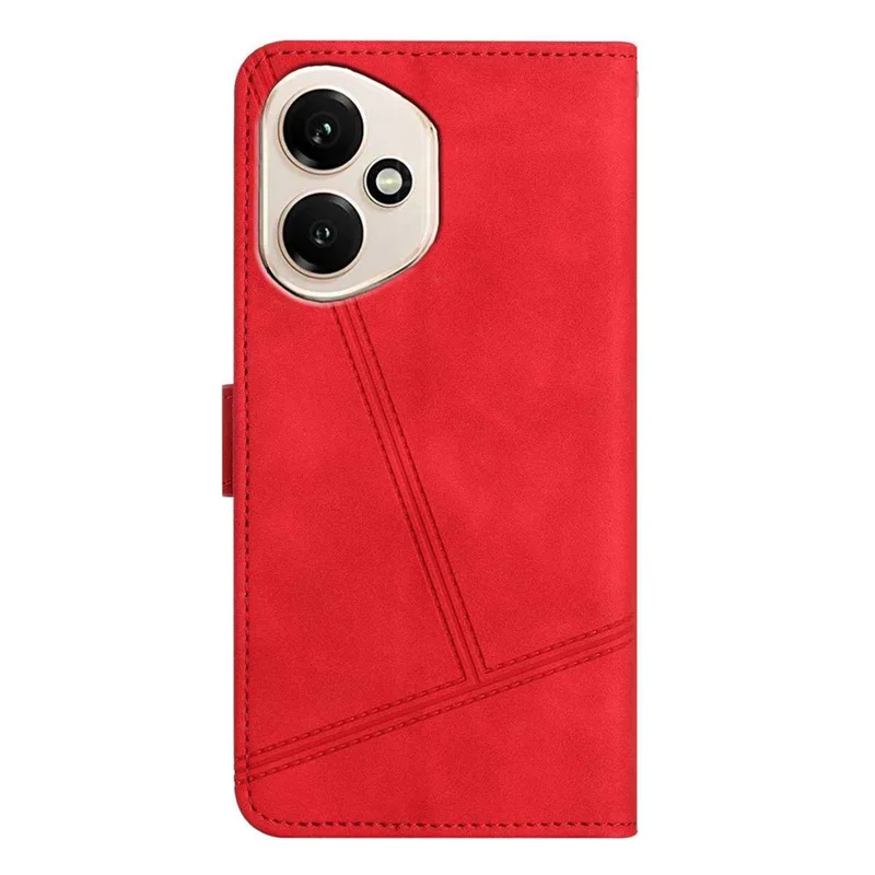 For Honor 400 5G (Global) Case Flip Leather Retro Phone Cover Lines Imprinted - Red