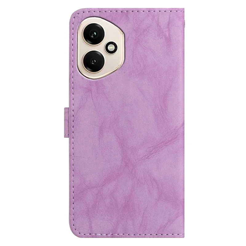 For Honor 400 5G (Global) Case Owl Imprinted PU Leather Wallet Phone Cover with Wrist Strap - Purple
