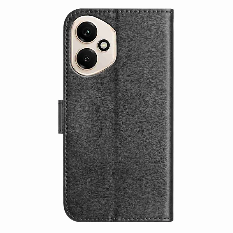 For Honor 400 5G (Global) Stand Case PU Leather Wallet Phone Cover S Shape Stitching Design with Strap - Black