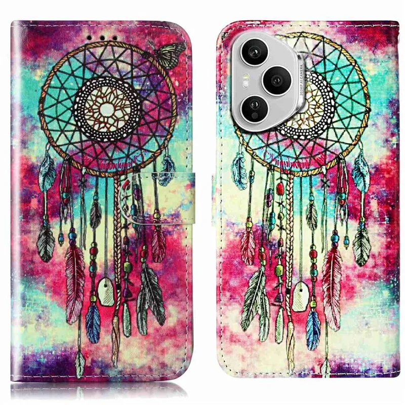 For Honor 400 Pro 5G (Global) Stand Case Marble Painted Folio Flip Leather Wallet Phone Cover - Dream Catcher