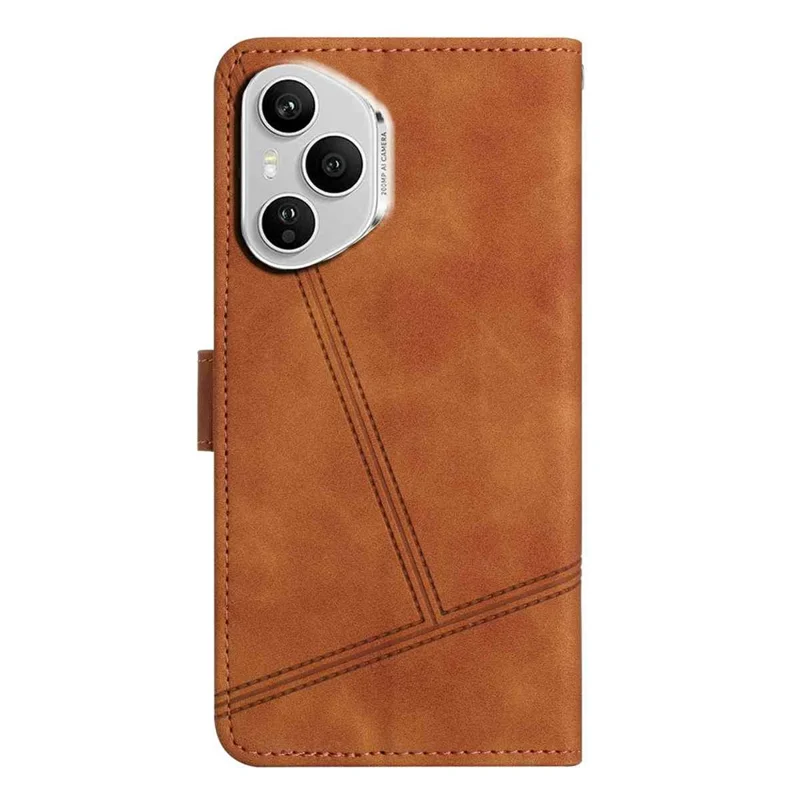 For Honor 400 Pro 5G (Global) Case Flip Leather Retro Phone Cover Lines Imprinted - Brown