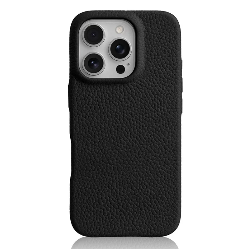MELKCO для iPhone 16 Pro Max магнитный чехол из натуральной воловьей кожи с жестким задником - Черный