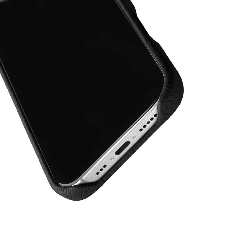 MELKCO для iPhone 16 Pro Max магнитный чехол из натуральной воловьей кожи с жестким задником - Черный