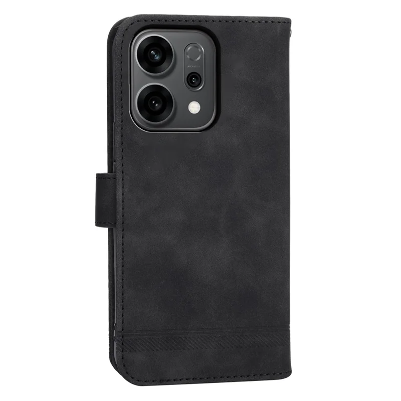 DIERFENG DF-03 Pour Oppo Reno14 5G (Mondial) Étui Lignes Impression Portefeuille Cuir Housse de Téléphone avec Dragonne - Noir